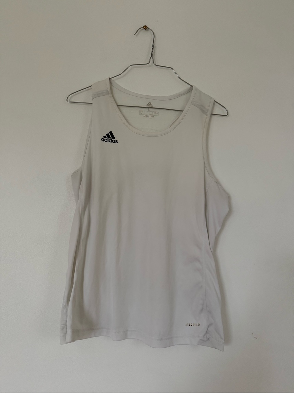 adidas Cream Performance Tank with Black Logo